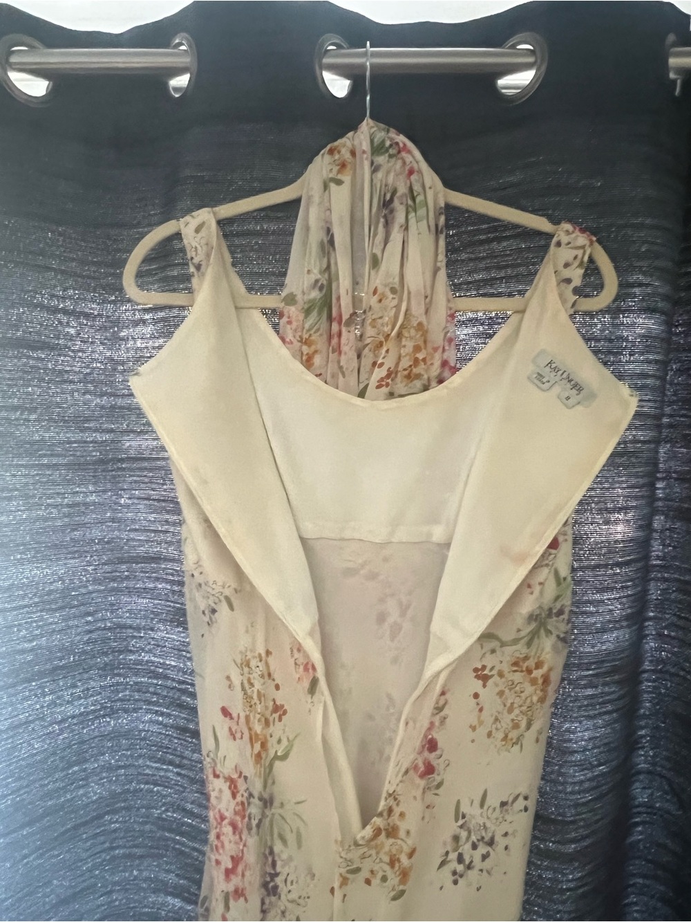 Vintage 90s Kay Unger Silk Floral Tiered Dress with Matching Scarf/Wrap. Size 8 - Picture 6 of 11